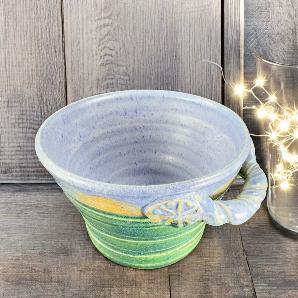 2001‎ Studio Art Pottery Artist Signed Bryer Dish Bowl With Handle Hand Made VTG